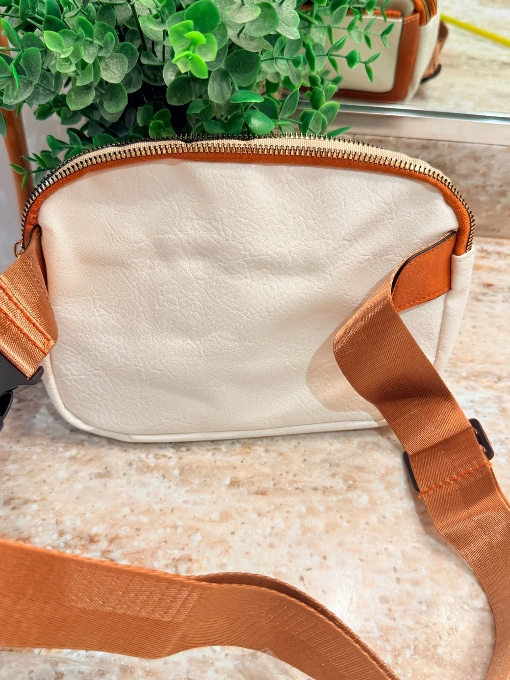 Cream and Tan Women’s Crossbody Pouch - Lightweight Everyday Bag